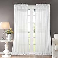 Dreaming Casa White Sheer Curtains Solid Voile Window Treatment Draperies 84