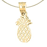 Jewels Obsession Silver Pineapple Necklace | 14K Yellow Gold-plated 925 Silver Pineapple Pendant with 18