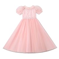 Flower Girls Long Dresses Wedding Birthday Party Kid Lace Princess Pageant Sparkly Tulle Dress 4-14 Years