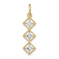 14K Yellow Gold w/Rhodium-Plated & Shiny-Cut 3 Kite-Shaped Charm K9512