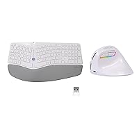 DeLUX Wireless Ergonomic Keyboard Mouse Combo GM901D-White & M618Mini-White