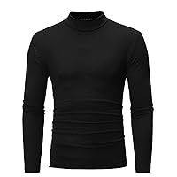 Men's Casual Blouse Pure Color Versatile Long Sleeve T-Shirt Turtleneck Shirt Top Bottoming Shirt
