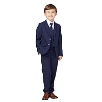 5-Piece Boy's Slim Fit 2-Button Suit Tuxedo 5 Colors: Black, Dark Gray, Ink Blue, Navy, White