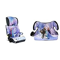 KidsEmbrace High Back Booster Car Seat, Disney Frozen Elsa and Anna Purple, White, Blue & Disney Frozen Backless Booster Car Seat with Seatbelt Positioning Clip, Elsa, Anna, Olaf