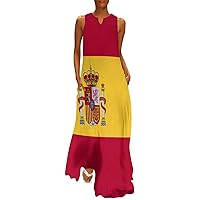 Long Dress Elegant Casual Long Dress Barbados Flag Girls Summer Sunshine Beach Skirts for Womens