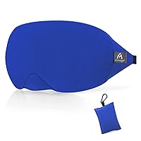 Mavogel Cotton Sleep Eye Mask - Breathable Light Blocking Sleep Mask, Soft Comfortable Night Eye Mask for Men Women, Eye Cover for Travel/Sleeping/Shift Work, Includes Travel Pouch (Blue)