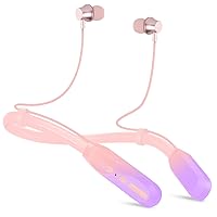 Neckband Bluetooth Headphones, 200H Extra Long Playtime Wireless Stereo Neckband Earbuds with Microphone, Waterproof Balanced Armature Drivers in Ear Headset for Sports/Workout (Pink-Purple)