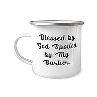 Funny Barber 12oz Camper Mug, Blessed by God Spoiled by My Barber, Beautiful For Men Women From Friends, Barber gift ideas, Barber shop gift, Best barber gifts, Unique barber gifts, Cool barber gifts,