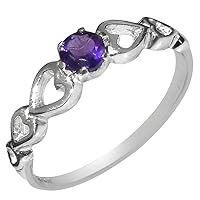 9k White Gold Natural Amethyst Womens Solitaire Ring - Sizes 4 to 12 Available