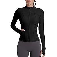 VUTRU Zip UP Solid Sports Lightweight Track Workout Yoga Cropped Athletic Jacekts with Zipper Pockets