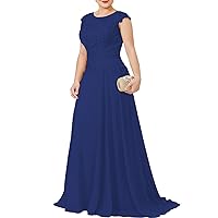 A-Line Mother of The Bride Dress Wedding Guest Short Sleeve Illusion Neck Sweep/Brush Train Evening Dress 2024
