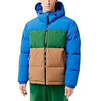 Lacoste Mens Colorblock Hooded Down Jacket