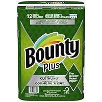 Bounty Plus Select-A-Size White Long Cloth Like 12 Paper Towel Rolls of 2-Ply 86 Sheets Each
