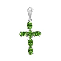 Multi Choice Oval Shape Gemstone 925 Sterling Silver Christmas Cross Religious Pendant Jewelry For Women