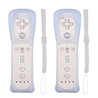 PlayHard 2 Pack Remote Controllers Compatible with Nintendo Wii & Wii U, with Silicone Cases and Wrist Straps (White X 2)