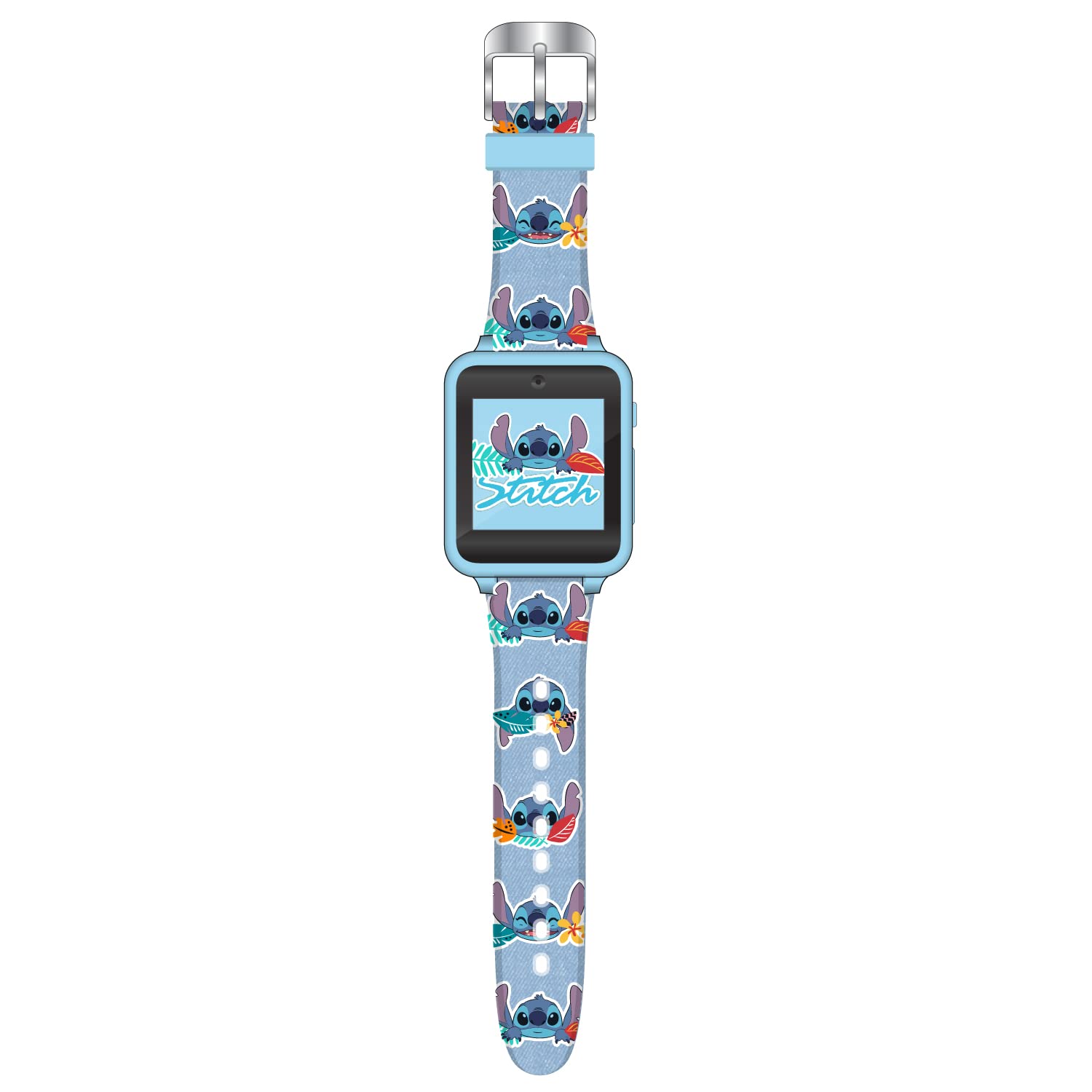 Accutime Kids Disney Lilo & Stitch Blue Educational Learning Touchscreen Smart Watch Toy for Girls, Boys, Toddlers - Selfie Cam, Learning Games, Alarm, Calculator, Pedometer & More (Model: LAS4024AZ)