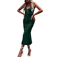 Womens Dresses Casual Midi, Women's New Sexy Hollow Strap Knitted Camisole Dress Bag Hip Skirt T Shirt Dresses