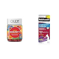 OLLY Kids Immunity Gummy with Vitamin C, Elderberry, Wellmune + Robitussin Kids Grape DM Cough & Chest Congestion Relief
