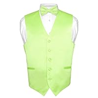 Men's Dress Vest & Bowtie Solid Silver Gray Color Bow Tie Set for Suit or Tuxedo