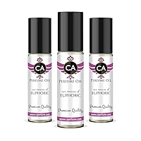 CA Perfume Impression of Calvin K. Euphoric For Women Replica Fragrance Body Oil Dupes Alcohol-Free Essential Aromatherapy Sample Travel Size Concentrated Long Lasting Attar Roll-On 0.3 Fl Oz-X3