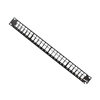 Leviton 49255-H24 QuickPort Patch Panel, 24-Port, 1RU, Cable Management Bar Included, Black