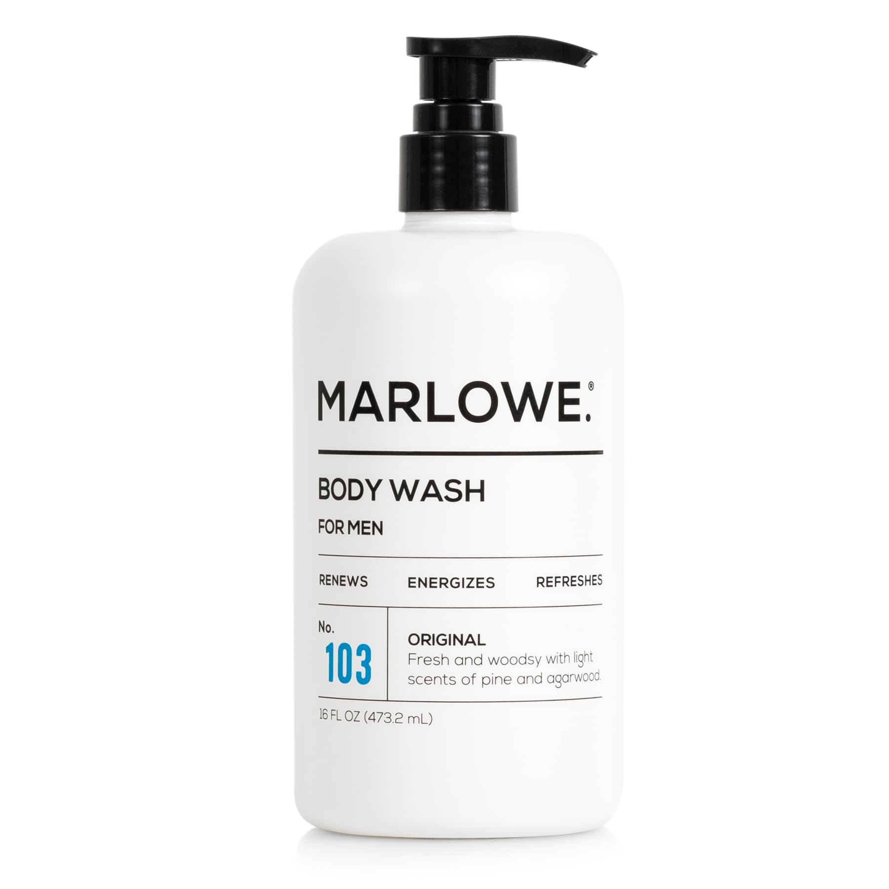 MARLOWE. No. 103 Men's Body Wash 16 oz | Energizing & Refreshing | Includes Natural Extracts | Aloe & Green Tea Extracts
