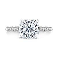 Riya Gems 3 CT Cushion Moissanite Engagement Ring Wedding Eternity Band Vintage Solitaire Halo Setting Silver Jewelry Anniversary Promise Vintage Ring Gift