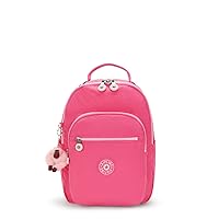 Kipling Women's Seoul Small Backpack, Durable, Padded Shoulder Straps with Tablet Sleeve, Happy Pink C, 10''L x 13.75''H x 6.25''D