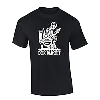 Mens Father's Day Funny Skeleton On Toilet Doing Dad Sh!t Humorous Short Sleeve T-Shirt