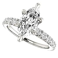 10K Solid White Gold Handmade Engagement Ring 1.0 CT Marquise Cut Moissanite Diamond Solitaire Wedding/Bridal Ring for Women/Her Proposes Gift