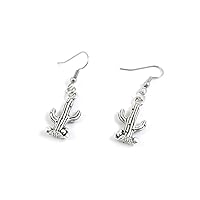 10 Pairs Jewelry Making Antique Silver Tone Earring Supplies Hooks Findings Charms P7BE9 Cactus Cacti