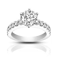 1.45 Ct Round Cut Diamond Engagement Ring with Accented Diamonds in Platinum