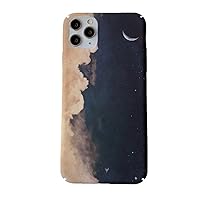 QJSMGZS Retro Summer Starry Sky Moon Art Phone Case for iPhone 12 11 Pro Max XS XR X 6 7 8 Plus 12 Mini 7Plus Case Cute Hard Cover (Color : A, Size : for iPhone12 Mini)