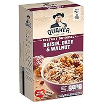 Quaker Raisin, Date & Walnut 100% Whole Grains Fiber Instant Oatmeal - 1 Box (13 oz)