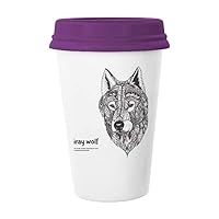 Gray Wolf Friend Company Gentleman Coffee Mug Glass Pottery Ceramic Cup Lid Gift