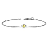 Round Yellow Sapphire 0.17 ct Solitaire Station Minimalist Bracelet 14K Gold
