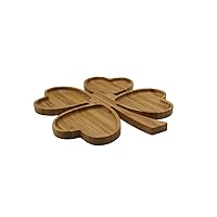 4571, Romantic Heart Shaped Platter Leave Design Wedding Bamboo Fruit Snack Serving Tray Appetizer Section Platter, 11