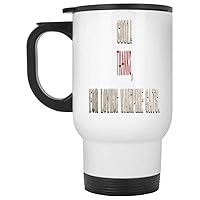 Gift Idea Novelty Gift for Cat Lovers - Vampire Cat Design with Red Cape - for Halloween - 14 Oz White Stainless Steel Travel Mug