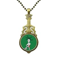 Mexican Cactus Hair Mummy Soccer Sports Necklace Antique Guitar Jewelry Music Pendant