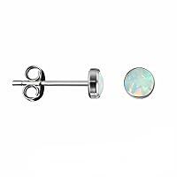Opal 4 mm, Titanium Bezel Stud Earrings, For Sensitive Ears No reaction with the skin