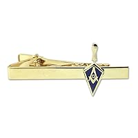 Trowel with Square Compass Masonic Tie Clip - [Blue & Gold][2 1/4'' Wide]