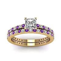 Choose Your Gemstone Princess Shape 14k Yellow Gold Plated Wedding Ring Classic Delicate Diamond CZ Everyday Wedding Jewelry Handmade Ring Minimal Surprise Gifts for Ladies : US 4 TO 12