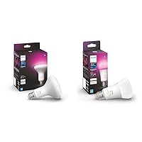 Hue White and Color Ambiance BR30 1-Pack Bluetooth & Hue Smart 75W A19 Bulb 1 Pack 1100LM White and Color