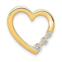 14k Gold 1/6ct. Diamond Love Heart Chain Slide Measures 15x16mm Wide Jewelry for Women