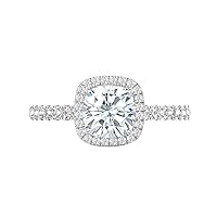 3.50 CT Cushion Colorless Moissanite Engagement Ring for Women/Her, Wedding Bridal Ring Sets, Eternity Sterling Silver Solid Gold Diamond Solitaire 4-Prong Set for Her
