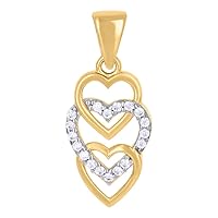 14ct Two tone Gold Womens CZ Cubic Zirconia Simulated Diamond Intertwined Love Hearts Charm Pendant Necklace Measures 22.5x9.4mm Wide Jewelry for Women