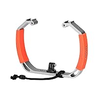 Movo GB-U80T Underwater Diving Rig with Cold Shoe Mounts, Strap - Compatible with GoPro Hero, HERO6, HERO7, HERO8, HERO9, HERO10, HERO11, Osmo Action - Scuba GoPro Accessory (XL/Tangerine)