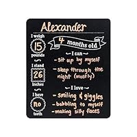Custom Product Solutions Monthly Baby Stats and Milestones Months Old Reusable Plastic Chalkboard Gender Neutral Photo Prop Board for Use with Chalk and Chalk Markers, 10