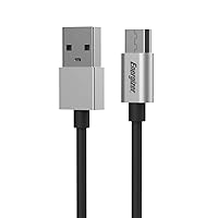 Energizer Ultimate Android Charger Micro USB Cable 4ft USB 2.0 Fast Charging Syncing Cord Metal Tip, Black 4 Feet