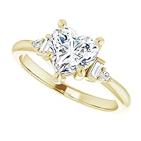 925 Silver, 10K/14K/18K Solid Gold Moissanite Engagement Ring, 1.0 CT Heart Cut Handmade Solitaire Ring, Diamond Wedding Ring for Women/Her Anniversary Propose Ring, VVS1 Colorless